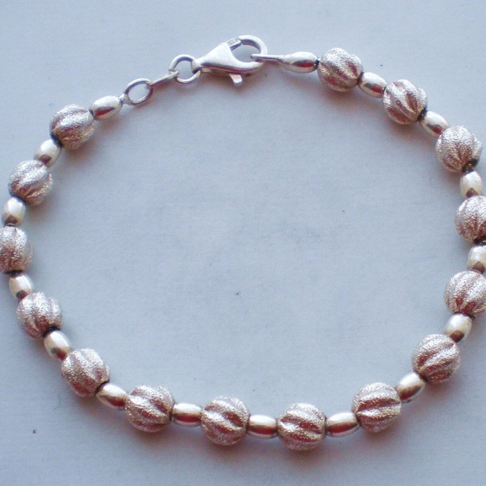 Italy Designer Royal Sterling Silver 925 Diamond Cut Tennis BRACELET Italy 7"